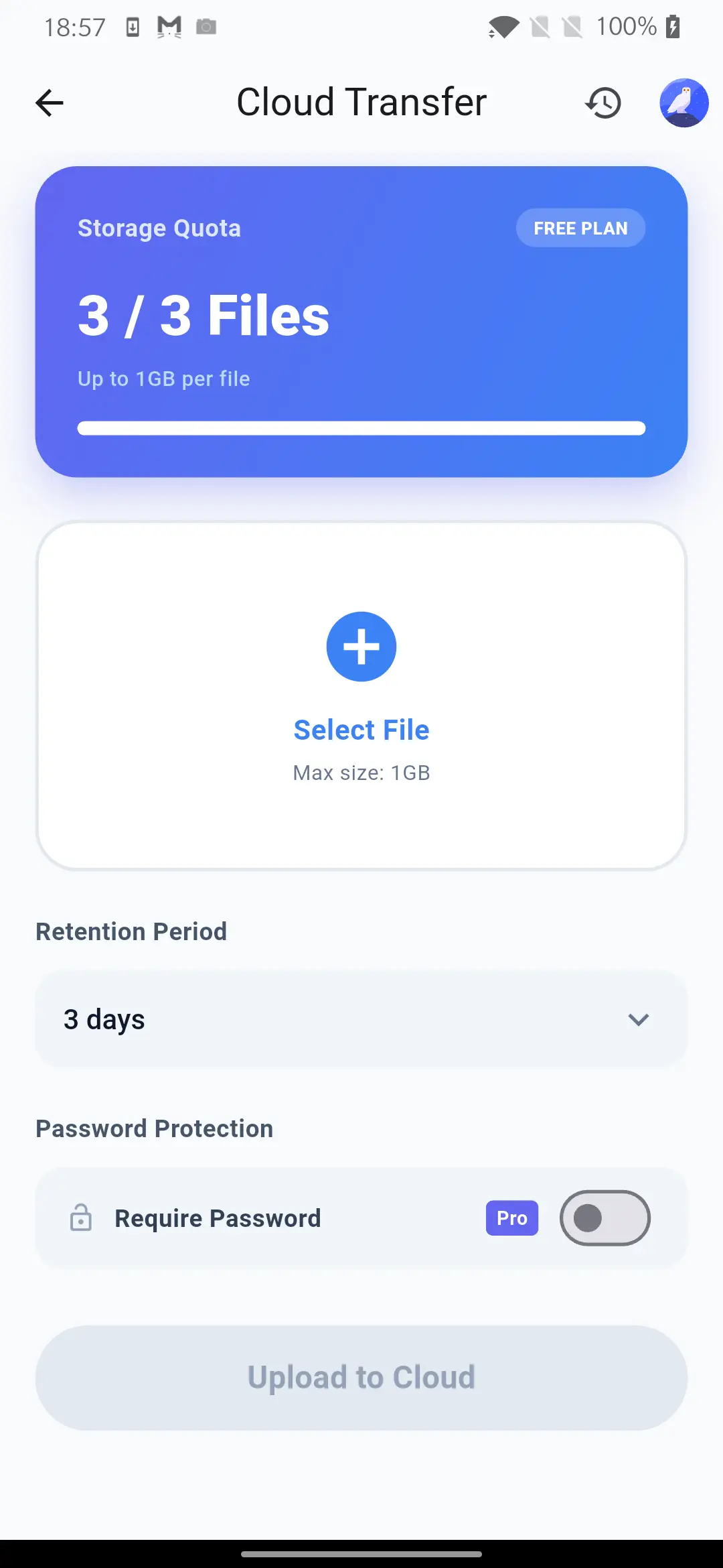 Cloud Transfer Feature